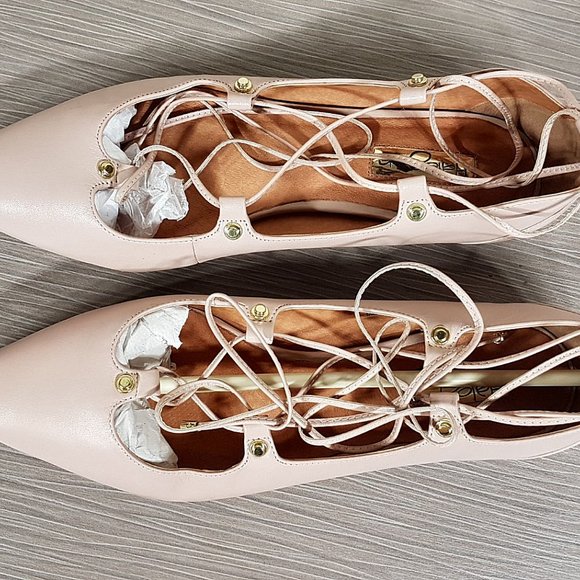 Halogen 'Owen' Pointy Toe Ghillie Flat Blush Leather Womens Size 9.5 M - Picture 8 of 10